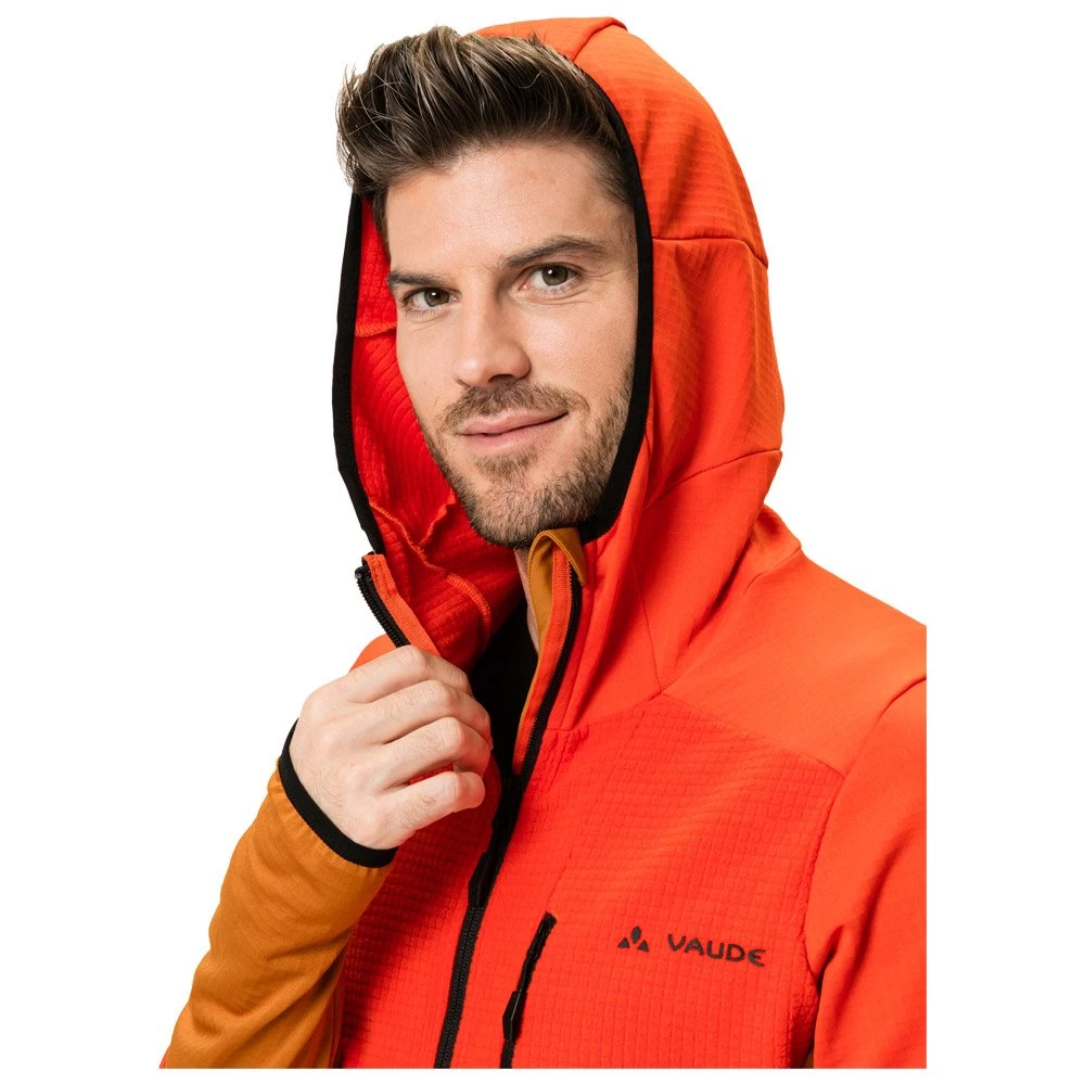 Polaire Vaude Men's Monviso Hooded Grid Fleece Jacket Glowing Red 6 Polaire Vaude Men's Monviso Hooded Grid Fleece Jacket Glowing Red – Image 6