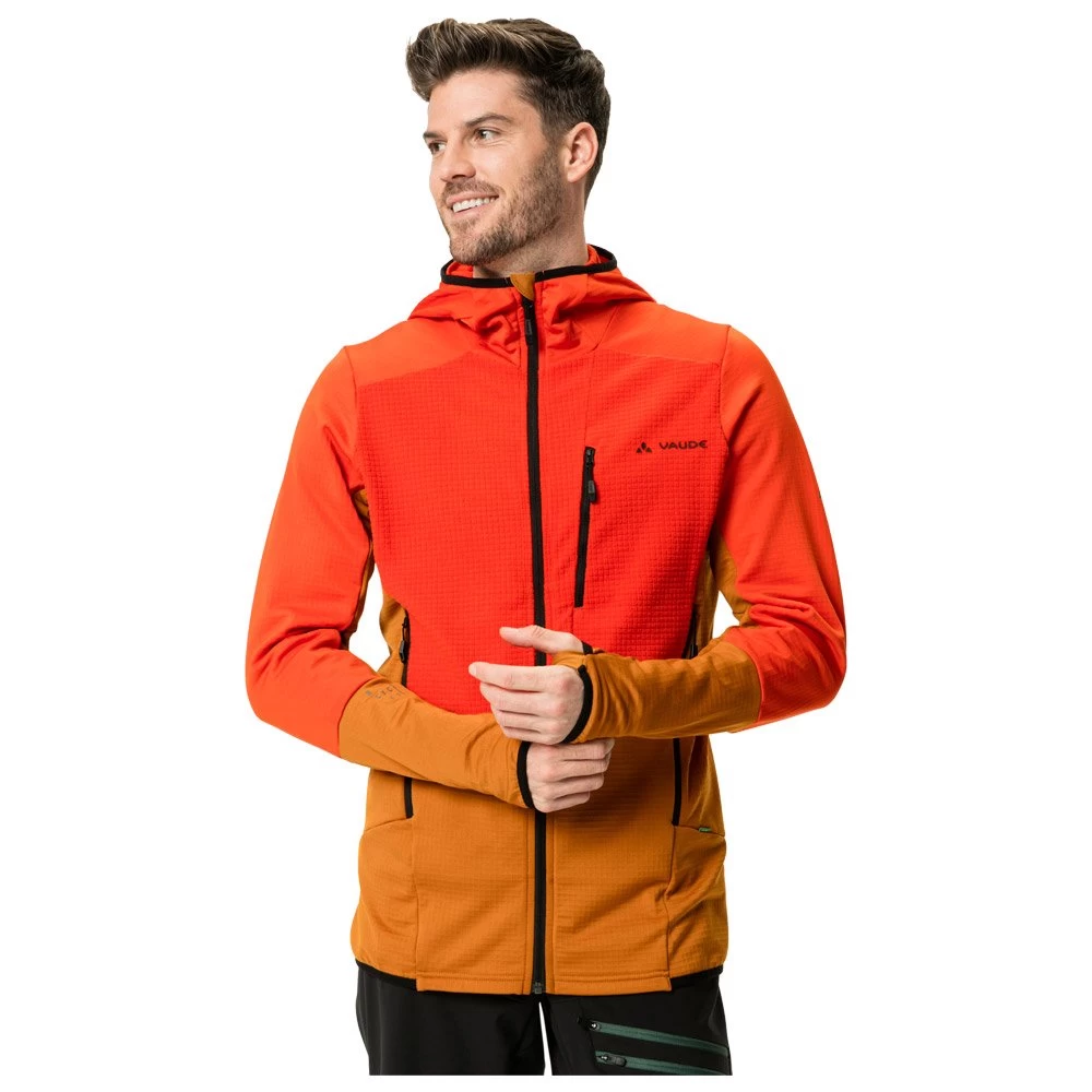 Polaire Vaude Men's Monviso Hooded Grid Fleece Jacket Glowing Red 3 Polaire Vaude Men's Monviso Hooded Grid Fleece Jacket Glowing Red – Image 3